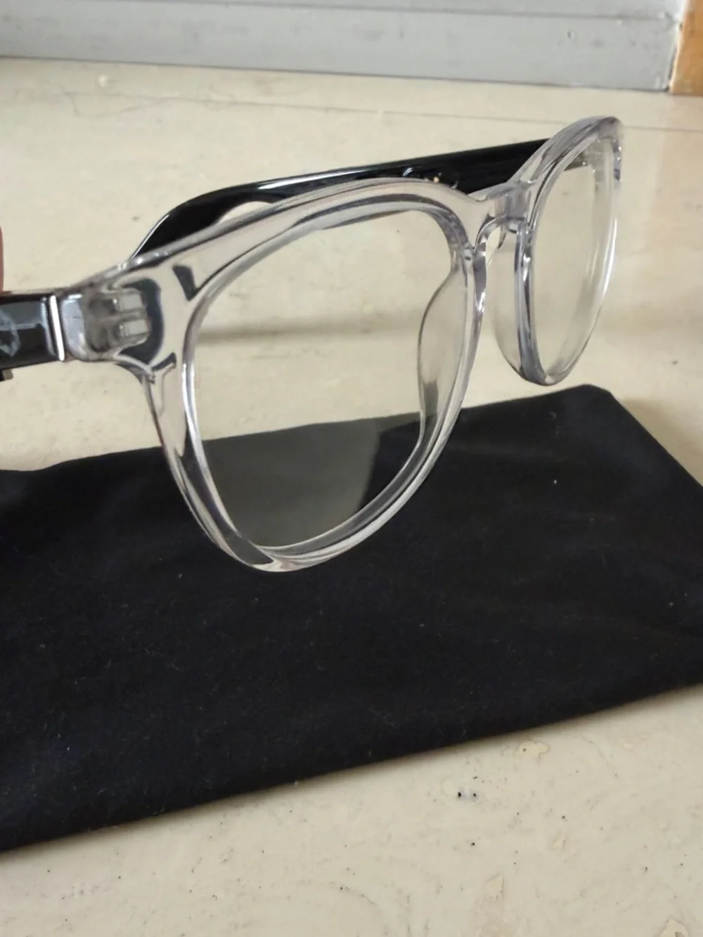 Lucyd Lyte Clear Frame Sunglasses with black arms